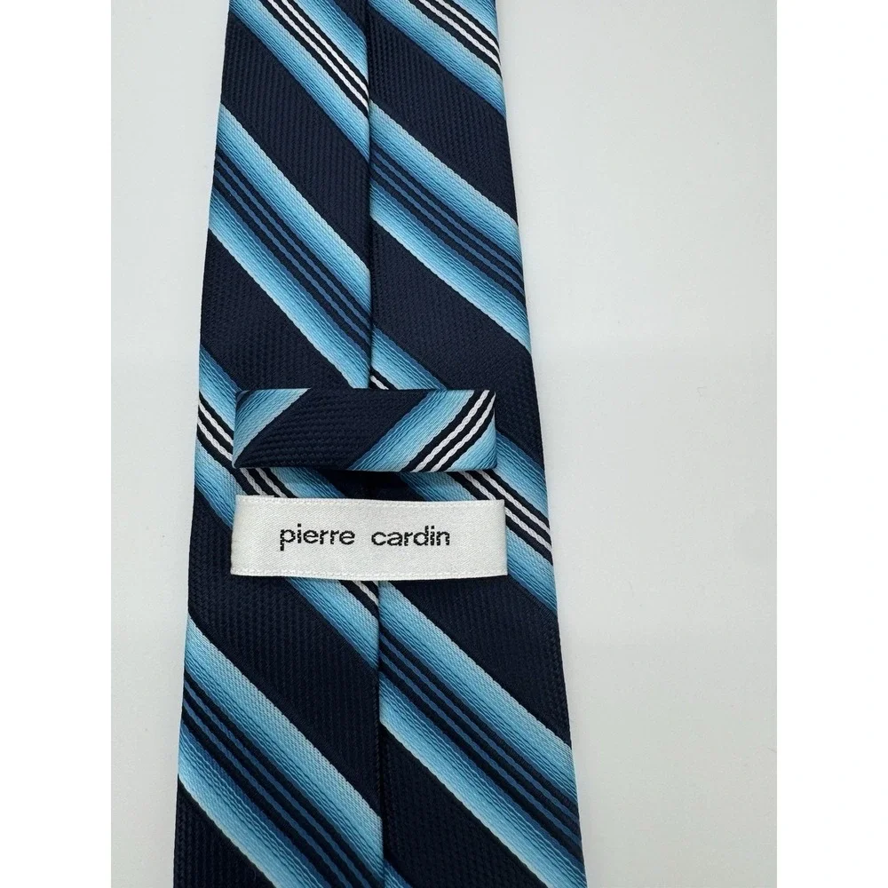 Pierre Cardin Men's Tie Blue Navy Striped Classic Polyester‎ Necktie Business